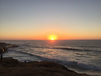 Scenic view of sea at sunset