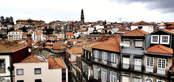 High angle view of townscape against sky