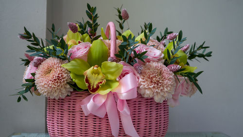 Close-up of pink flowers in vase