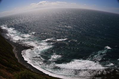 High angle view of sea against sky