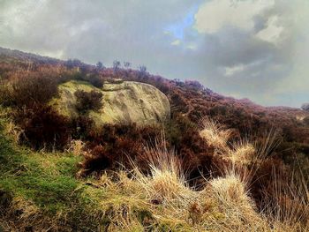 Scenic view of landscape against cloudy sky