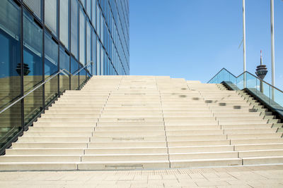 Low angle view of staircase against clear sky