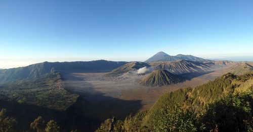 View of volcanic landscape against clear sky