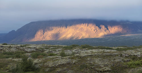 Scenic view of mountains against sky