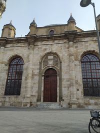 Exterior of historic building against sky