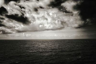 Scenic view of sea against cloudy sky