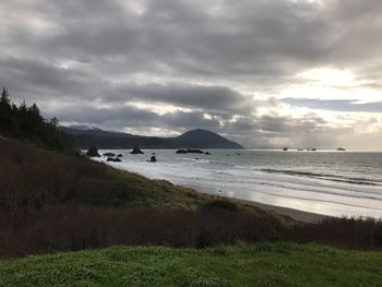 Scenic view of beach against sky