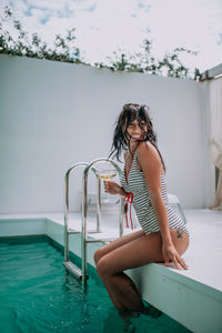 Woman in swimming pool