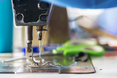 Close-up of sewing machine