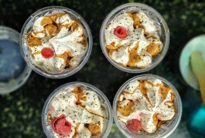 High angle view of cake