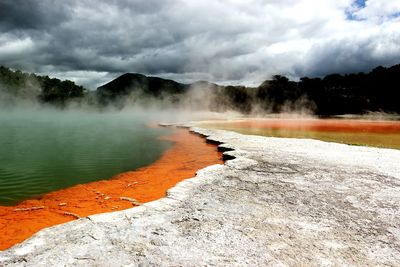 View of geothermal against clouds