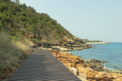 Scenic view of sea against clear sky