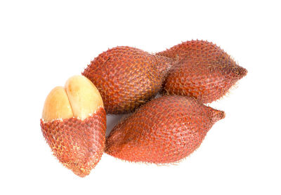 Close-up of strawberry against white background