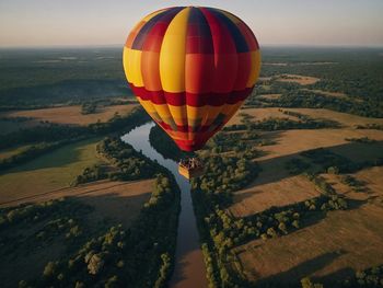 Hot air balloons against sky