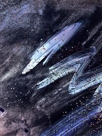 High angle view of cars on street