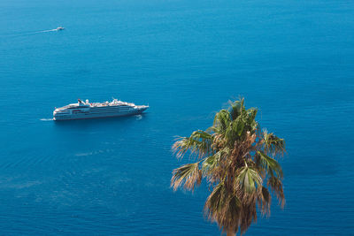 High angle view of boat in sea
