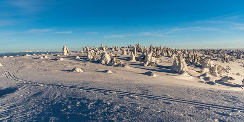 Panoramic view of land against sky during winter