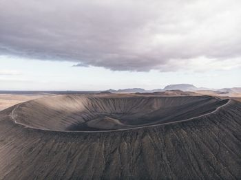 Scenic view of desert against cloudy sky