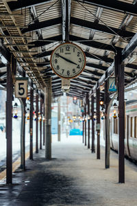 Clock at railroad station platform