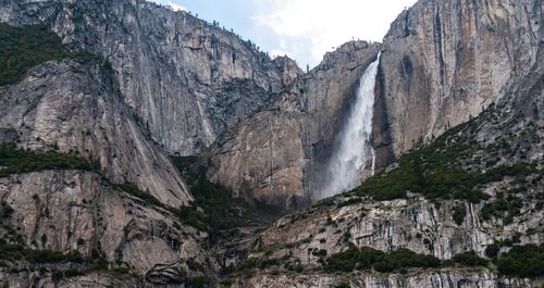 Low angle view of waterfall