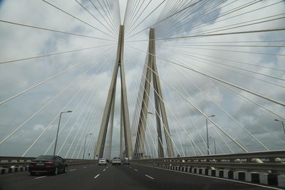 View of suspension bridge against sky