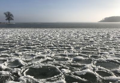 Scenic view of sea against clear sky