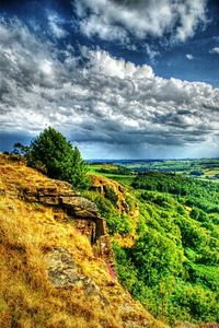 Scenic view of landscape against cloudy sky