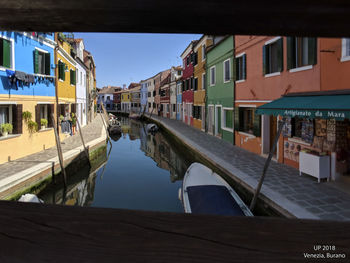 Canal amidst buildings in city against sky