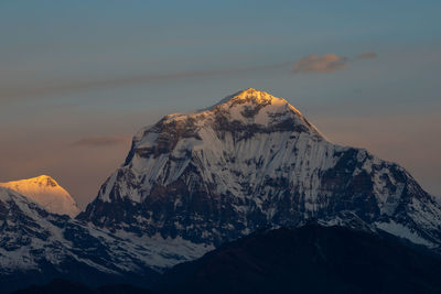 Beautiful shining mountain peak ranges.