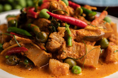 Close-up of meal served in plate