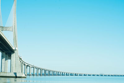 View of bridge against clear blue sky