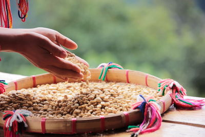 Close-up of hand holding food