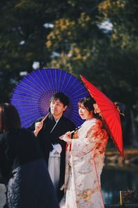 Woman holding umbrella