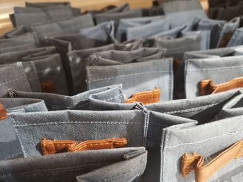 Full frame shot of bags arranged for sale