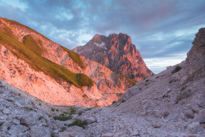 Scenic view of rock formation against sky