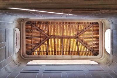 Interior of illuminated subway station