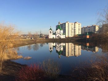 Reflection of buildings in water