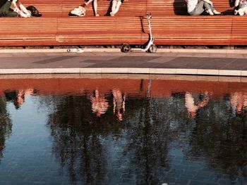 High angle view of reflection in lake