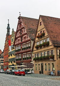 View of buildings against clear sky