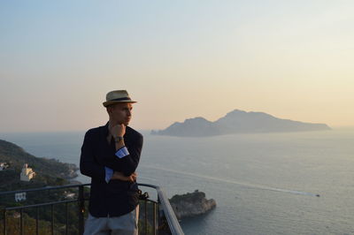 Man looking at view in italy