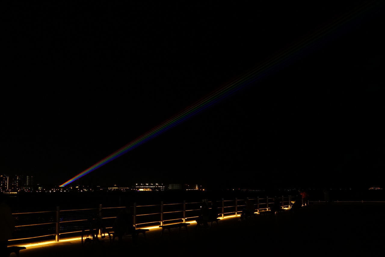 RAINBOW OVER ILLUMINATED CITY