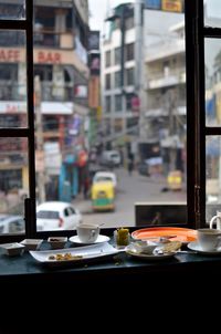 Close-up of table in restaurant