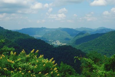 Scenic view of mountains against sky