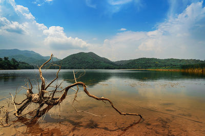 Scenic view of lake against sky