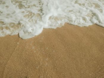 High angle view of waves on beach