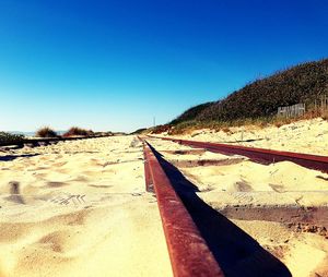 Scenic view of beach against clear sky