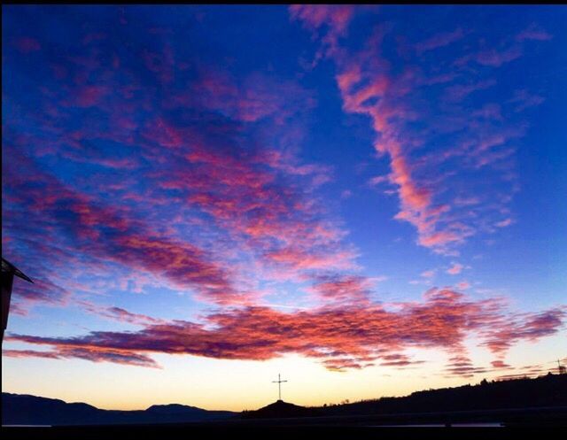 sky, sunset, silhouette, no people, low angle view, cloud - sky, outdoors, nature, day