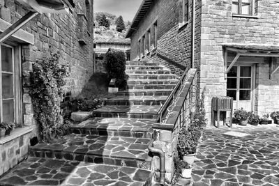 View of stairs along houses