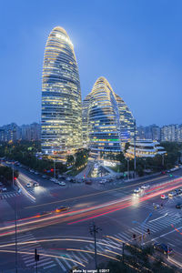 High angle view of city street