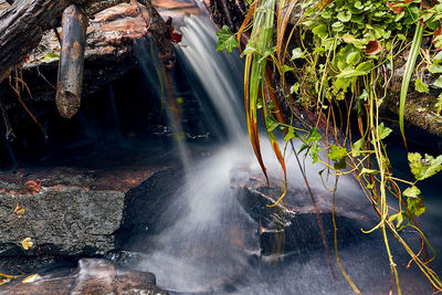 Water flowing through rocks